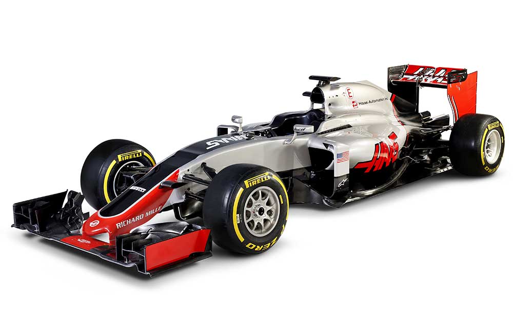 资料图：Haas 2016年VF-16赛车展示图；不是巴库站现场照片。