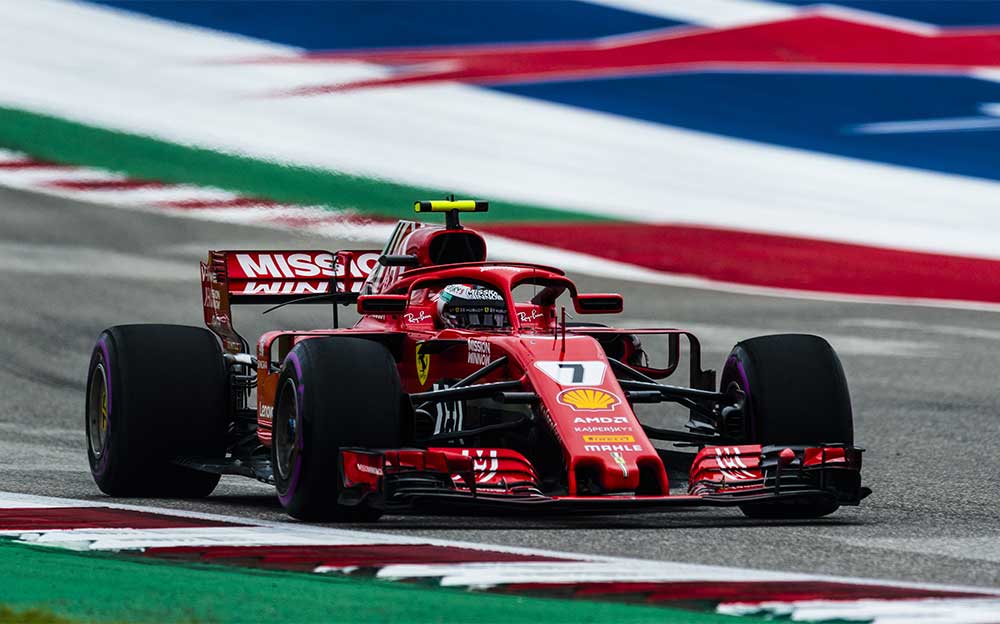基米·莱科宁驾驶法拉利SF71H参加2018年美国大奖赛正赛