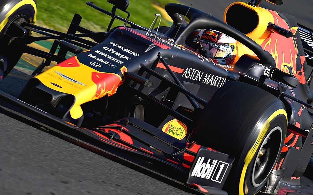 2019年F1澳大利亚大奖赛正赛，红牛本田RB15在阿尔伯特公园赛道上比赛
