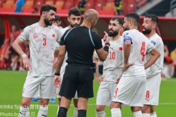 中国队与巴林队拼抢