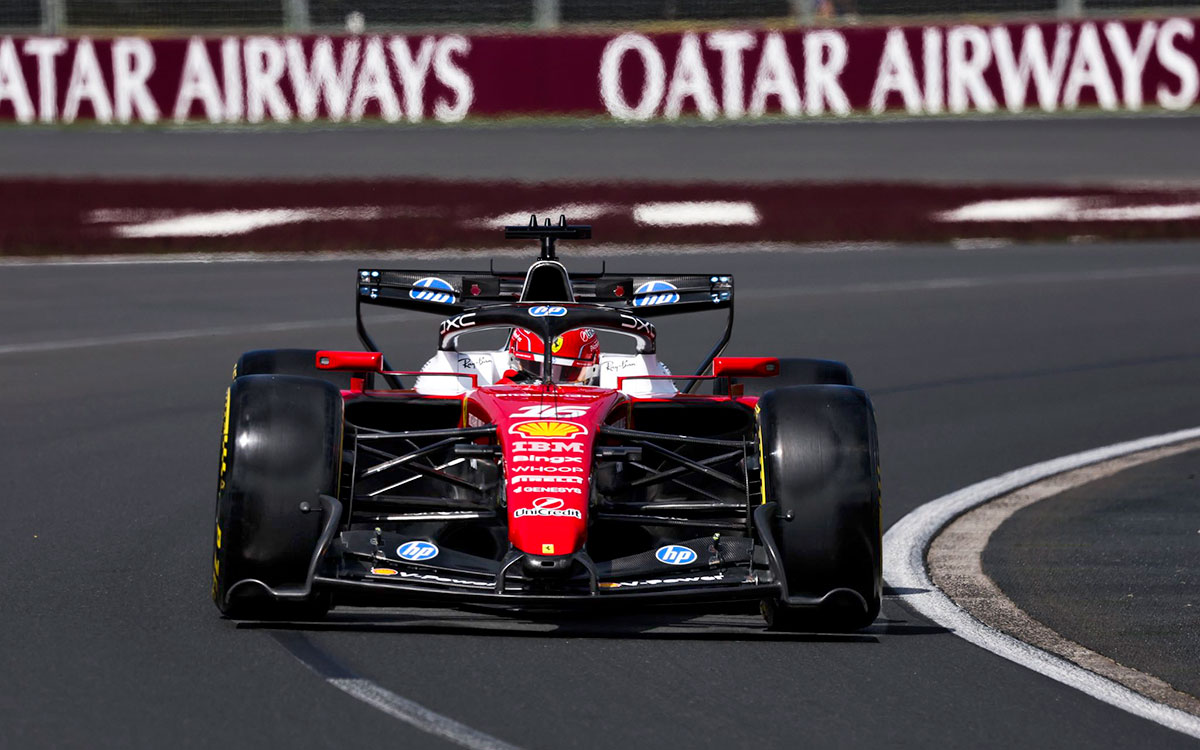 2026年F1澳大利亚大奖赛一练,勒克莱尔驾驶法拉利在阿尔伯特公园赛道行驶