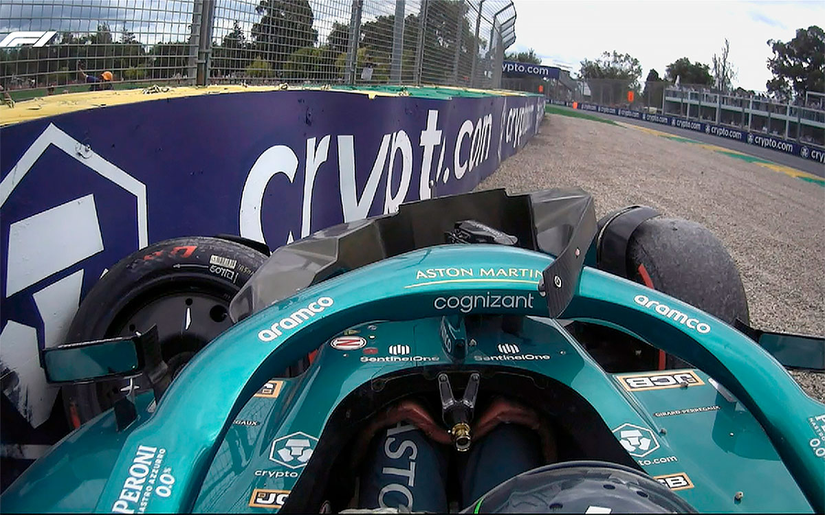 2022年F1澳大利亚大奖赛三练，遭遇撞车的阿斯顿·马丁车手斯特罗尔
