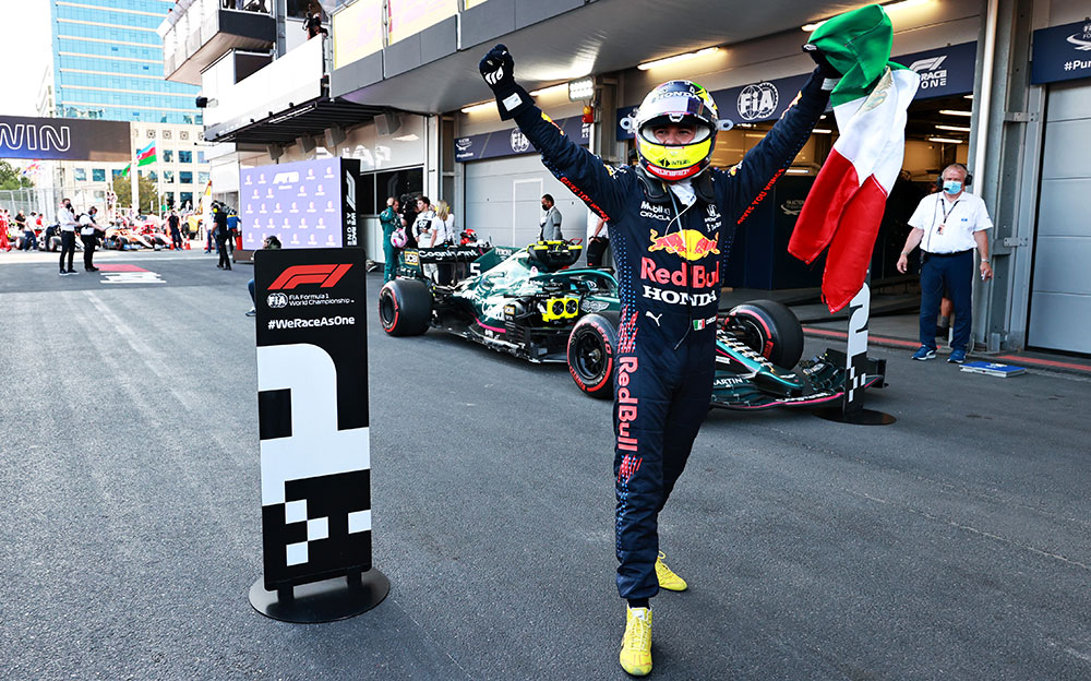 2021年F1阿塞拜疆大奖赛正赛，斩获个人第二场胜利的红牛车手塞尔希奥·佩雷兹
