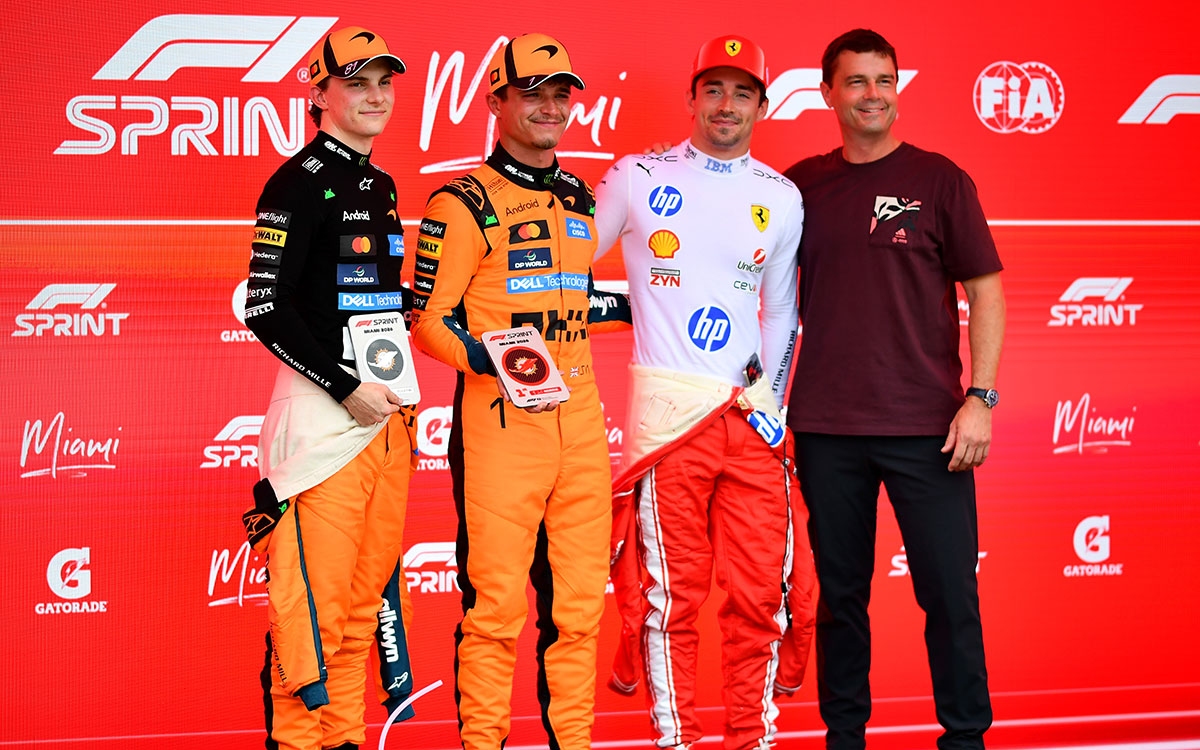 2026年F1迈阿密大奖赛冲刺赛,冠军诺里斯、亚军皮亚斯特里、季军勒克莱尔