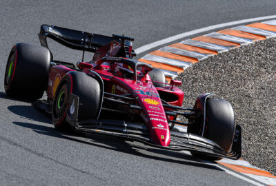 2022年F1荷兰大奖赛三练，勒克莱尔驾驶法拉利F1-75在赞德沃特赛道行驶