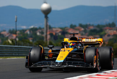 2023年F1匈牙利大奖赛排位赛，皮亚斯特里驾驶迈凯伦MCL60赛车在亨格罗林赛道位列第四