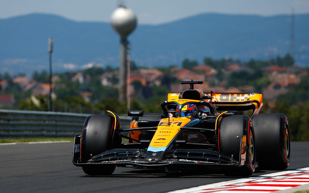 2023年F1匈牙利大奖赛排位赛，皮亚斯特里驾驶迈凯伦MCL60赛车在亨格罗林赛道位列第四
