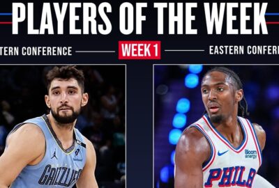 NBA official announcement naming Ty Jerome and Tyrese Maxey the opening-week Players of the Week for 2026–27