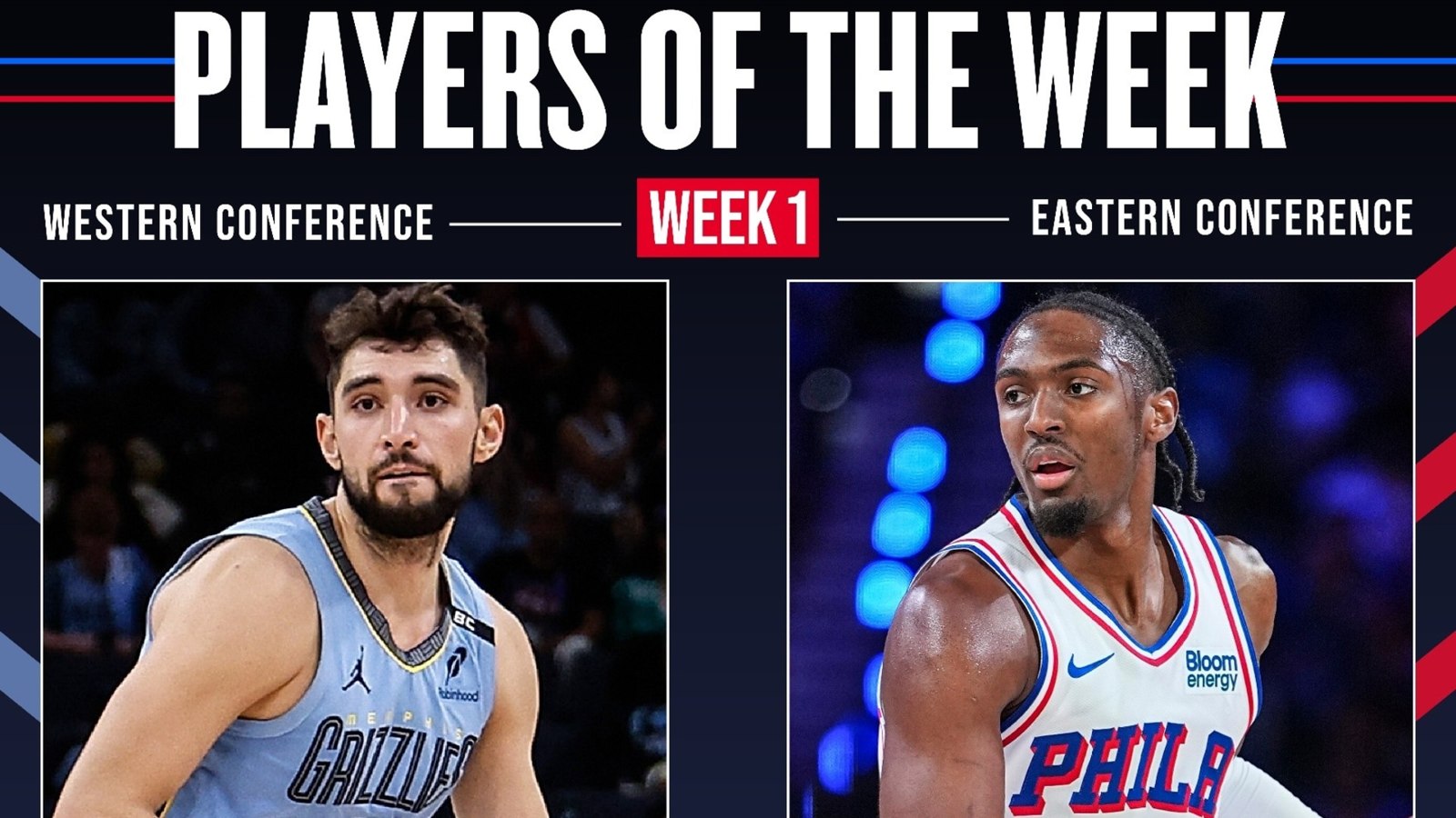 NBA official announcement naming Ty Jerome and Tyrese Maxey the opening-week Players of the Week for 2026–27