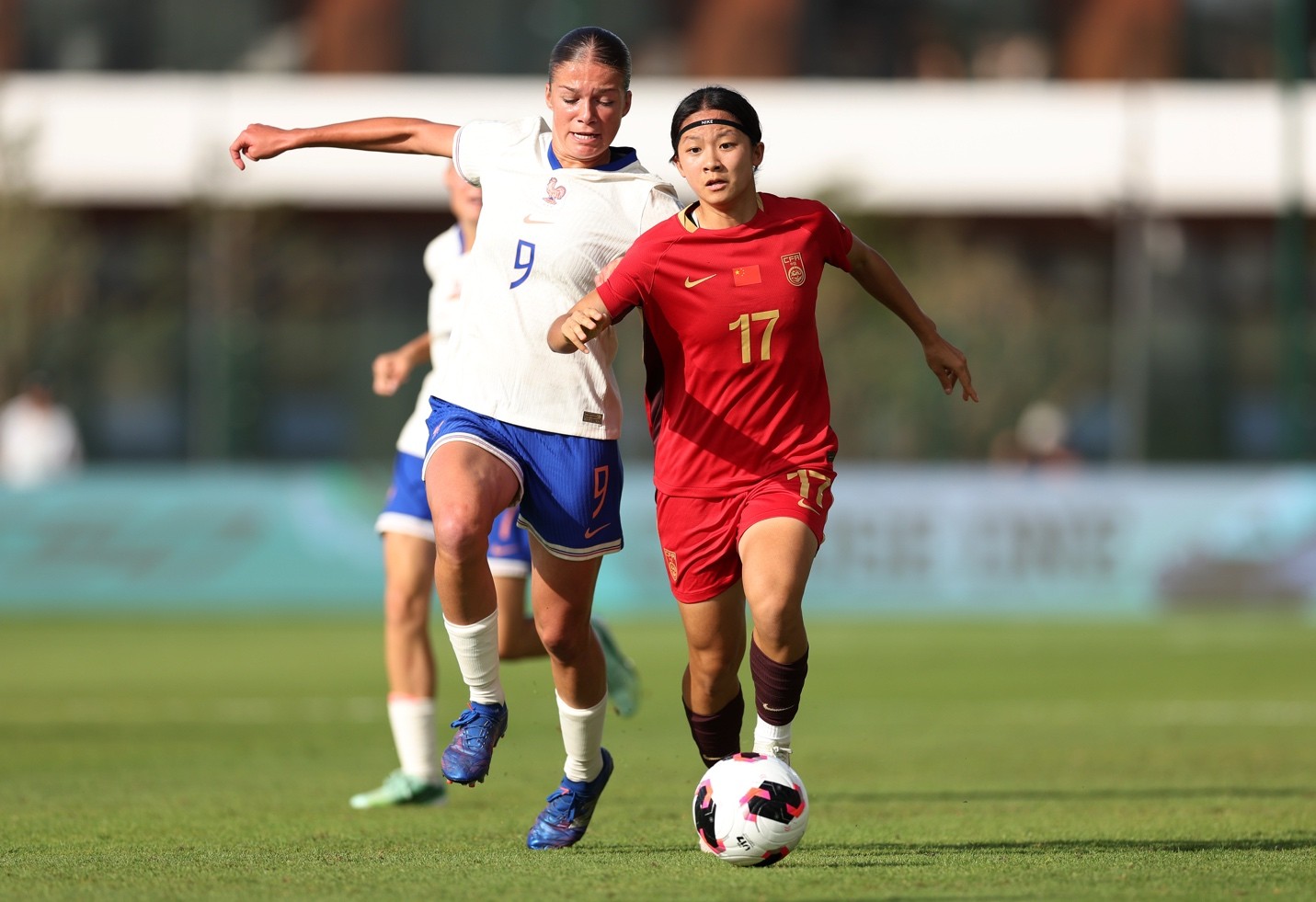 China and France players contest the ball at the U17 Women’s World Cup, in the Chinese FA’s match report