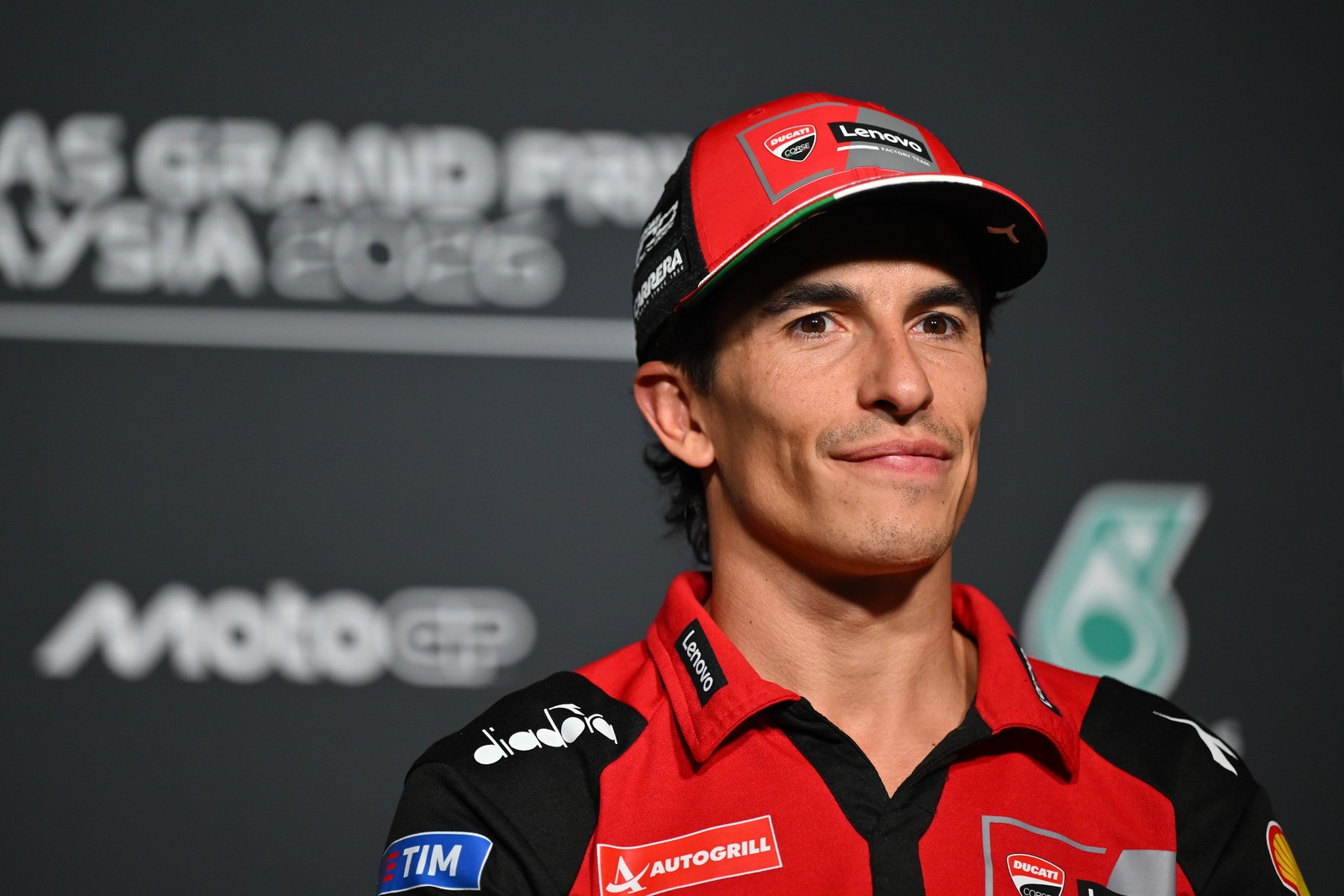Marc Marquez at the 2026 Malaysian Grand Prix pre-event media activities; not Friday Practice