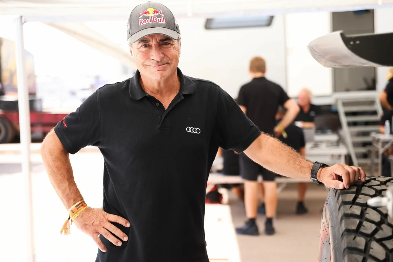 An Audi team portrait of Carlos Sainz Sr. during the 2023 Rally Morocco.
