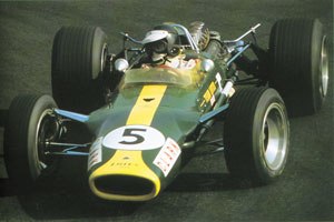 5号車ロータス49を駆るジム・クラーク。1967年当時の資料写真、具体的なラウンドは不明